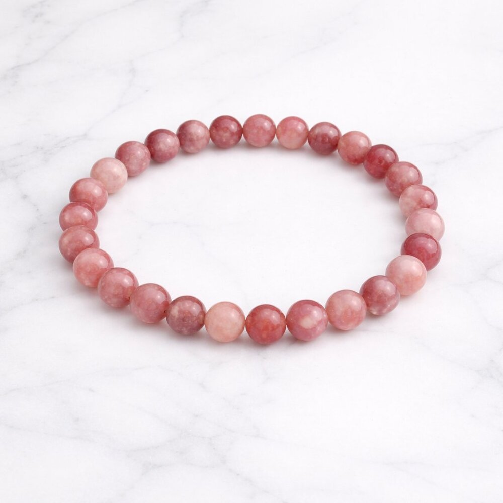 Strawberry Jade Stone 8MM Stretch Bracelet Love Boho Crystal Healing Jewelry